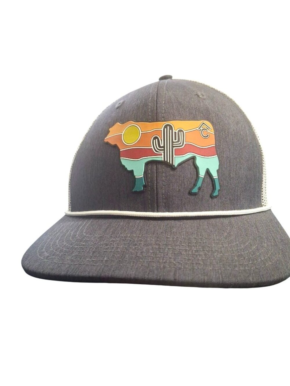 Cavenders Rafter C Mesh Back Adjustable Trucker Hat With Desert Cow Logo*SH16